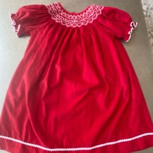 Southern Sunshine Kids red smocked dress size 3
